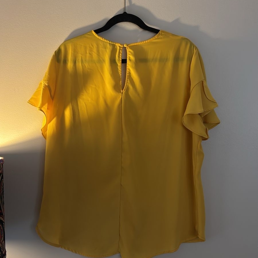 Yellow Ruffled Sleeve Top - Picture 2 of 2